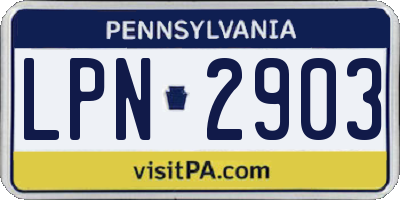 PA license plate LPN2903