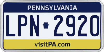 PA license plate LPN2920