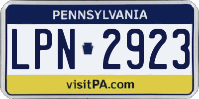 PA license plate LPN2923