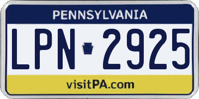 PA license plate LPN2925