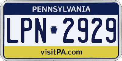 PA license plate LPN2929