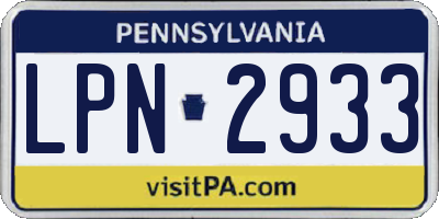 PA license plate LPN2933