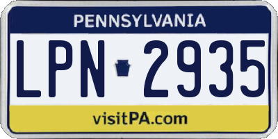 PA license plate LPN2935