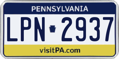 PA license plate LPN2937
