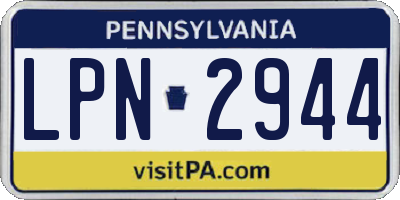 PA license plate LPN2944