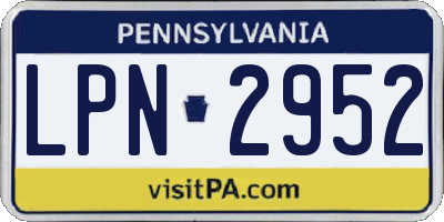 PA license plate LPN2952