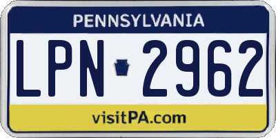PA license plate LPN2962