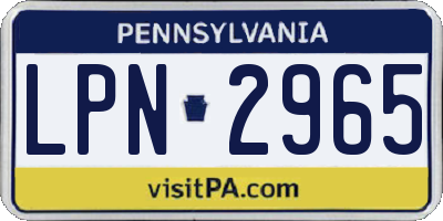 PA license plate LPN2965