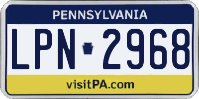 PA license plate LPN2968