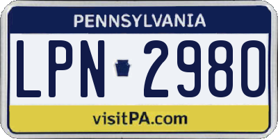 PA license plate LPN2980