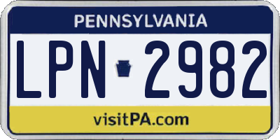 PA license plate LPN2982