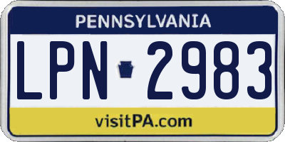 PA license plate LPN2983