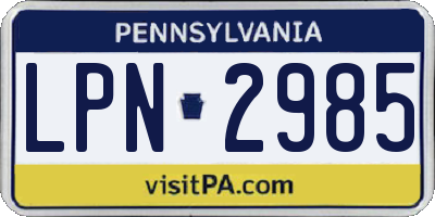 PA license plate LPN2985