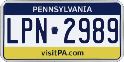 PA license plate LPN2989