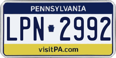 PA license plate LPN2992