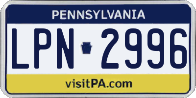 PA license plate LPN2996