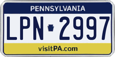 PA license plate LPN2997