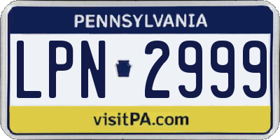 PA license plate LPN2999