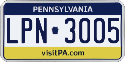 PA license plate LPN3005