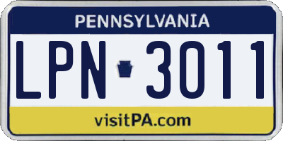 PA license plate LPN3011