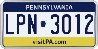 PA license plate LPN3012