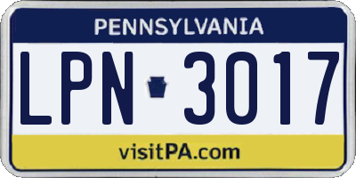 PA license plate LPN3017