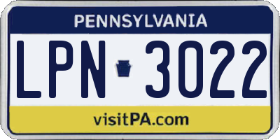 PA license plate LPN3022