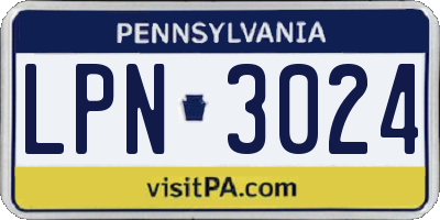 PA license plate LPN3024