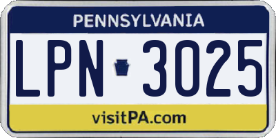 PA license plate LPN3025
