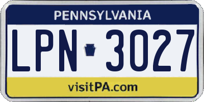 PA license plate LPN3027