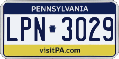 PA license plate LPN3029