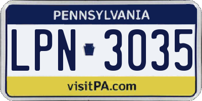 PA license plate LPN3035