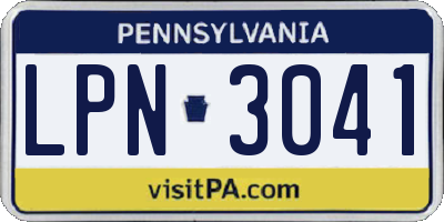 PA license plate LPN3041