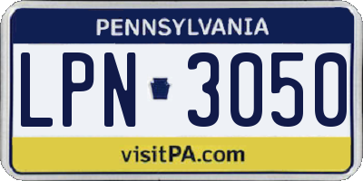 PA license plate LPN3050