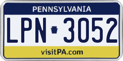 PA license plate LPN3052