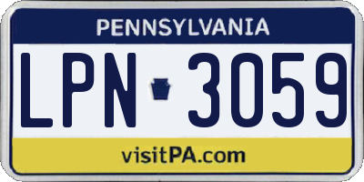 PA license plate LPN3059
