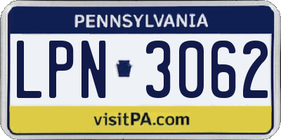 PA license plate LPN3062