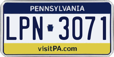 PA license plate LPN3071
