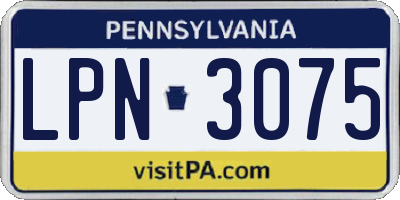 PA license plate LPN3075