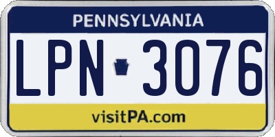 PA license plate LPN3076