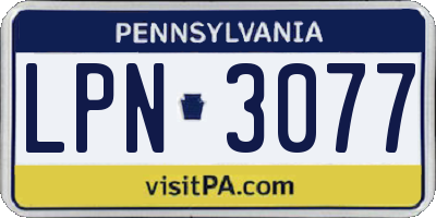 PA license plate LPN3077