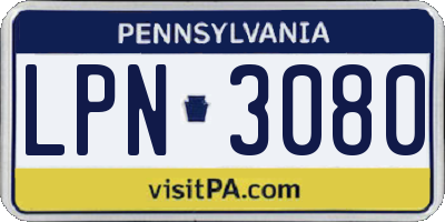 PA license plate LPN3080