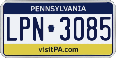 PA license plate LPN3085