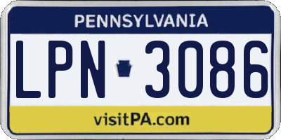 PA license plate LPN3086