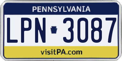 PA license plate LPN3087