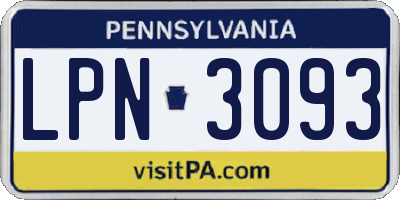 PA license plate LPN3093