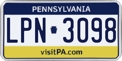 PA license plate LPN3098