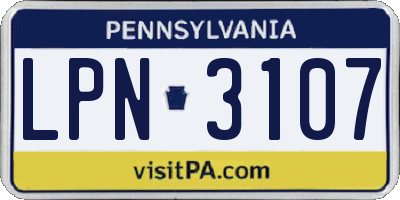 PA license plate LPN3107