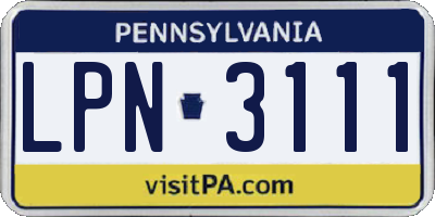 PA license plate LPN3111