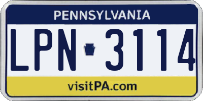 PA license plate LPN3114